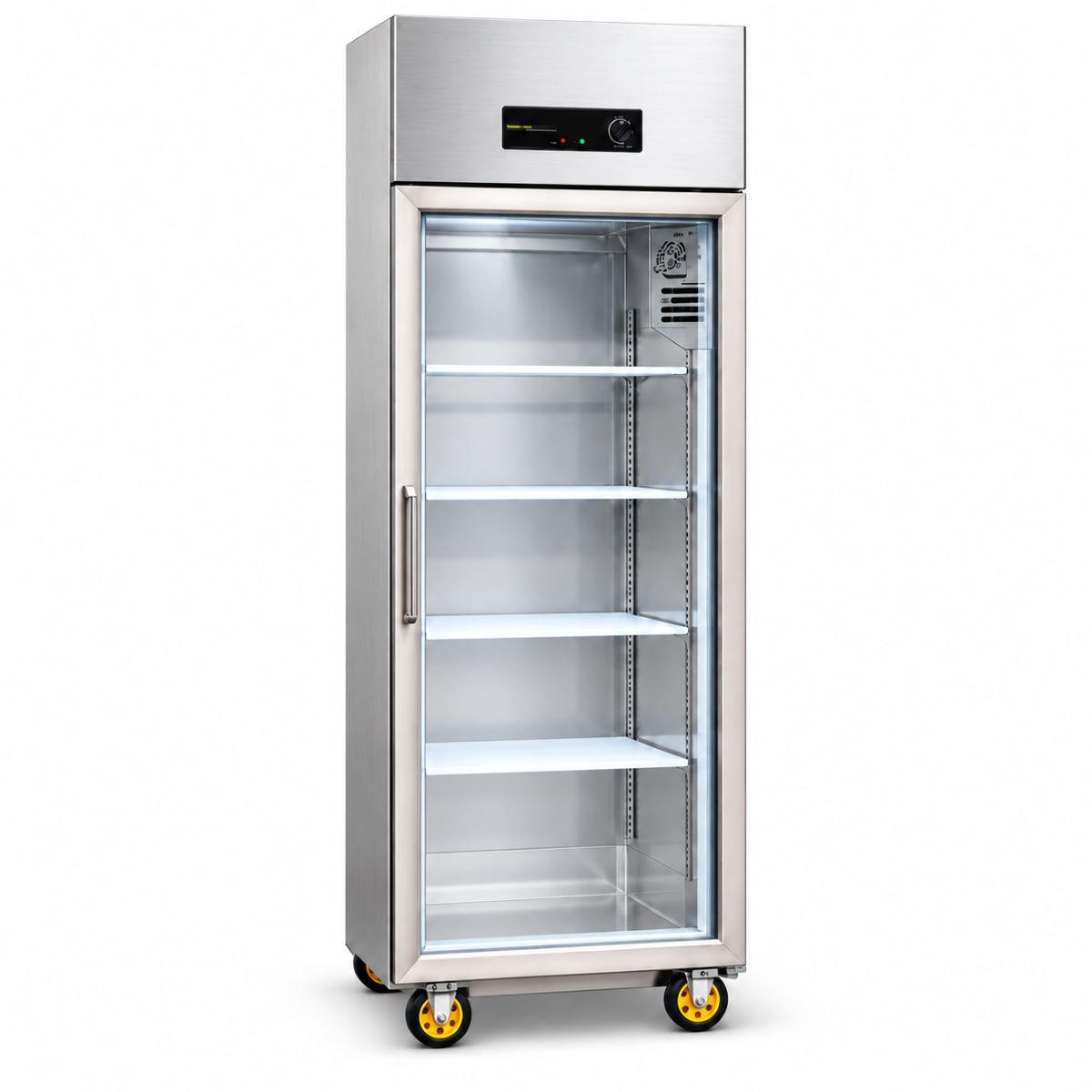 Single-door commercial glass-display cabinet from the CLD catalog